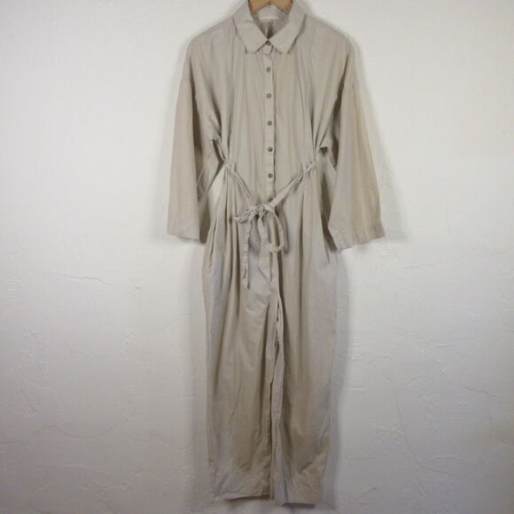 Free People Womens Jumpsuit size XS One Piece Tie Wrap Waist Baggy Button Up - Picture 1 of 10